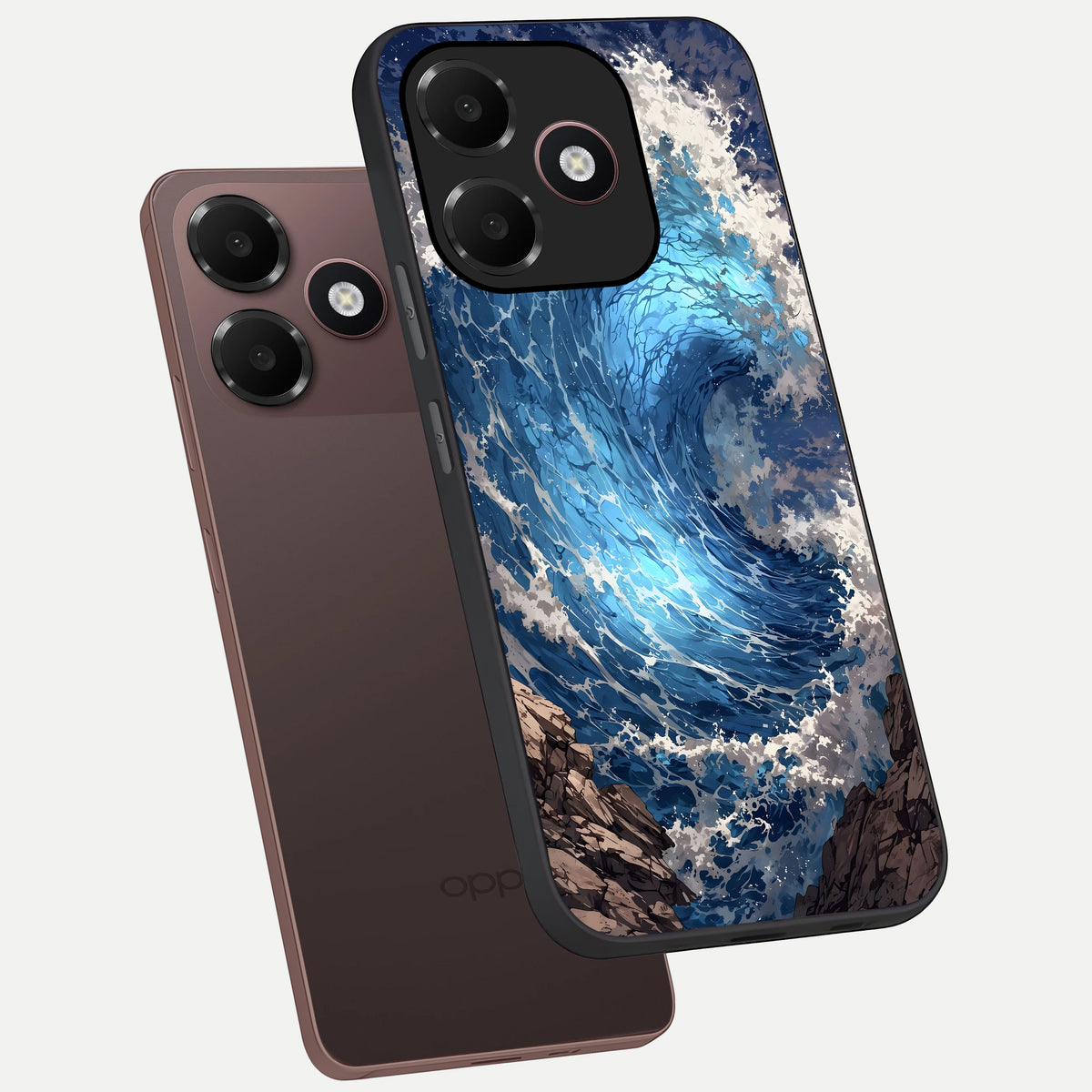  Giant Ocean Wave phone case For Oppo A6C 5G showing premium glass back cover with detailed artwork