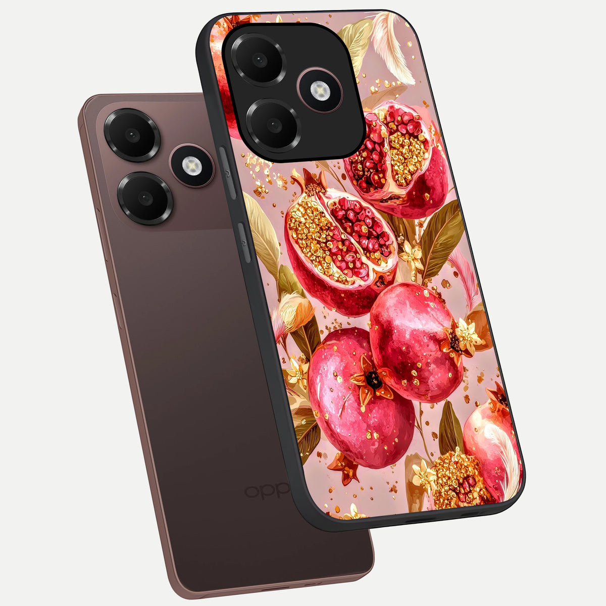  Golden Bloom Glow phone case For Oppo A6C 5G showing premium glass back cover with detailed artwork