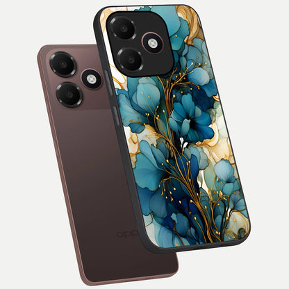  Golden Bloom Symphony phone case For Oppo A6C 5G showing premium glass back cover with detailed artwork