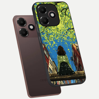  Golden Leaves Glow phone case For Oppo A6C 5G showing premium glass back cover with detailed artwork