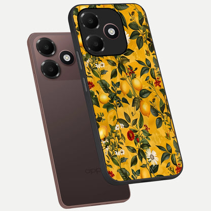  Golden Lemon Field phone case For Oppo A6C 5G showing premium glass back cover with detailed artwork