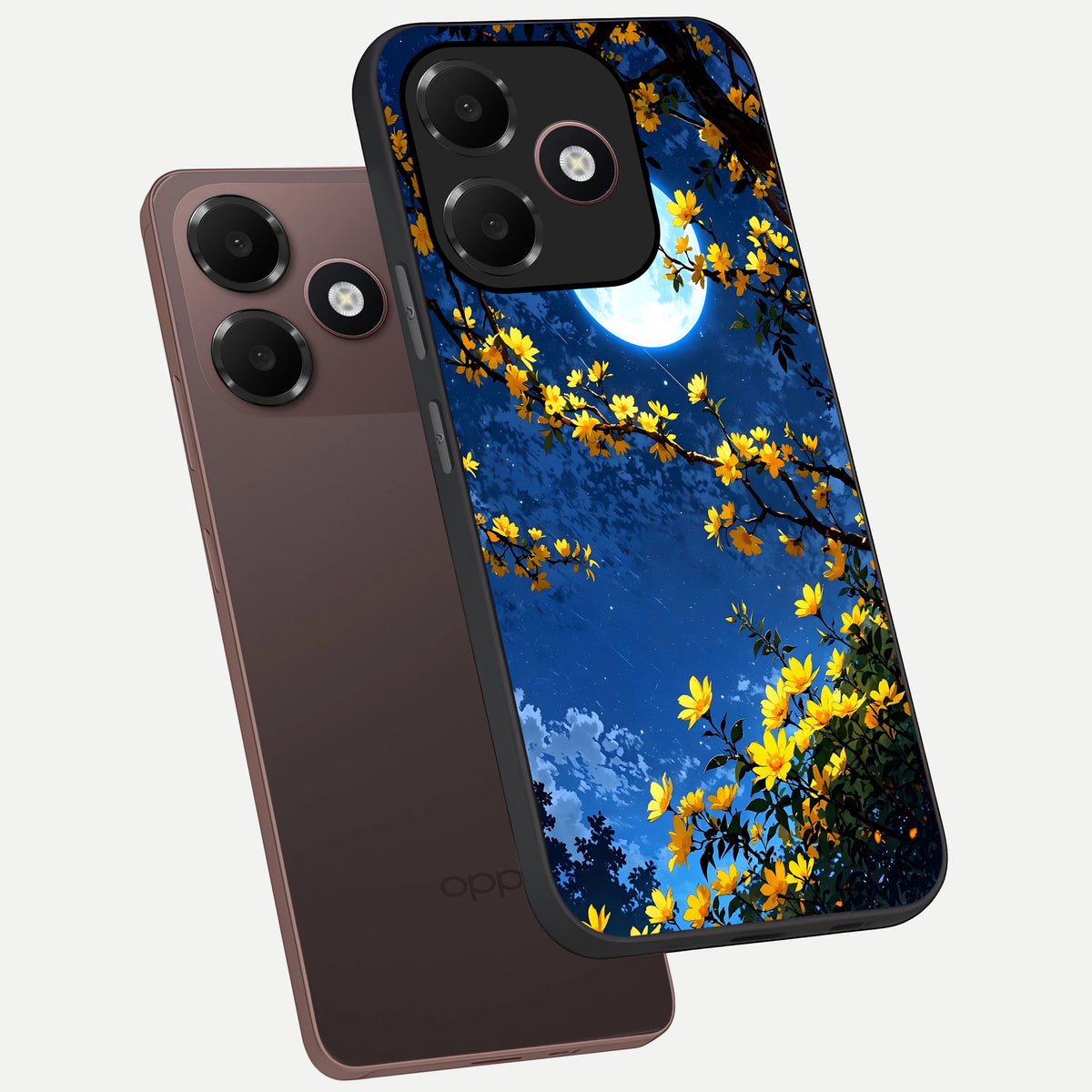  Golden Night Glow phone case For Oppo A6C 5G showing premium glass back cover with detailed artwork