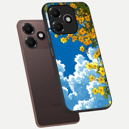  Golden Petal Sky phone case For Oppo A6C 5G showing premium glass back cover with detailed artwork