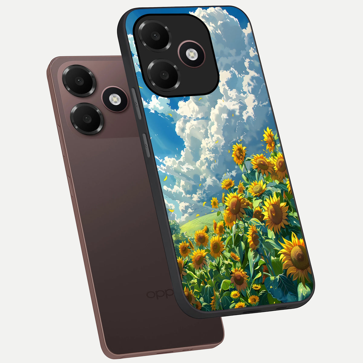  Golden Sun Glory phone case For Oppo A6C 5G showing premium glass back cover with detailed artwork