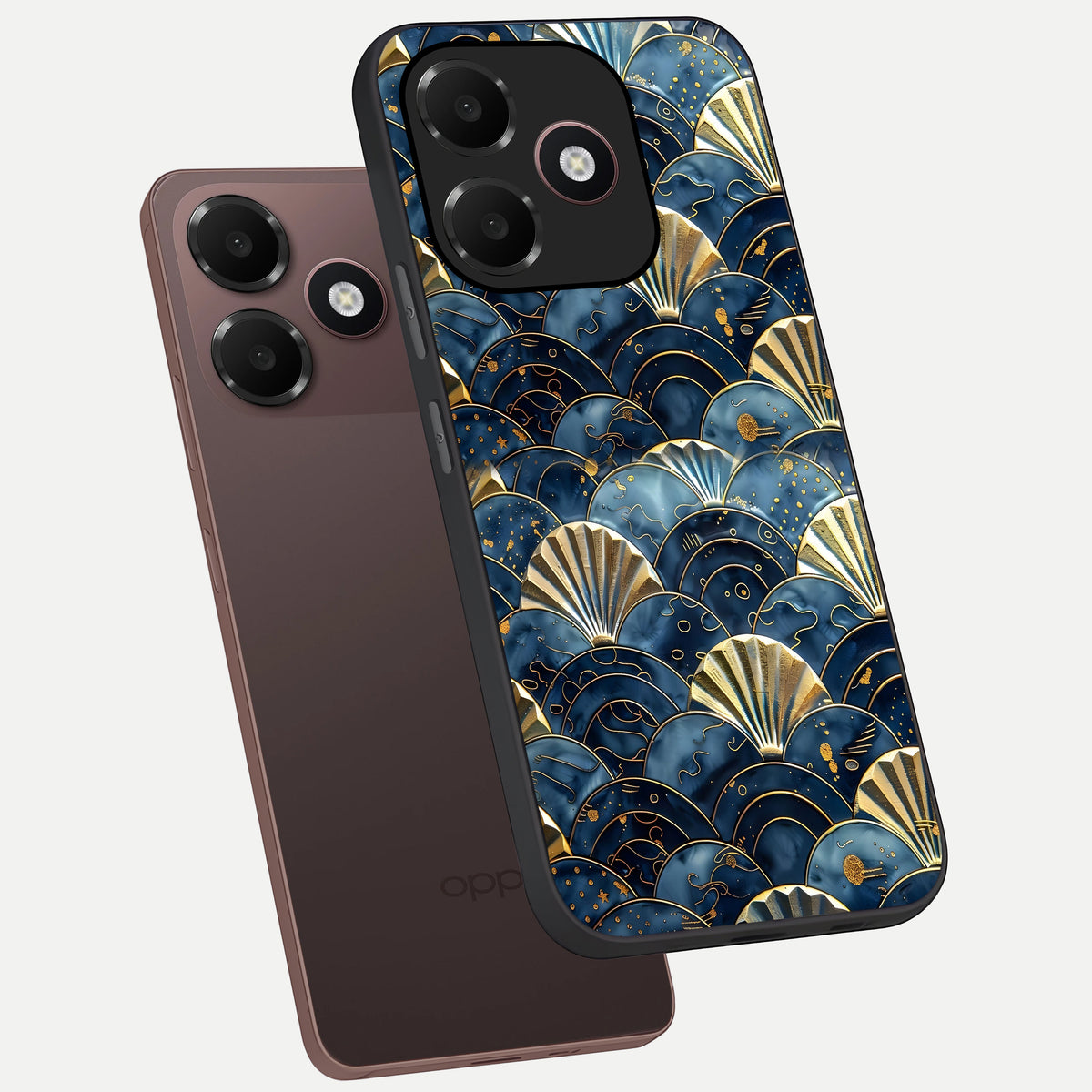  Golden Wave Luxe phone case For Oppo A6C 5G showing premium glass back cover with detailed artwork