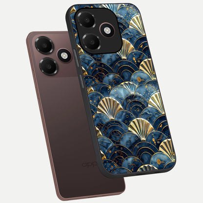 Golden Wave Luxe phone case For Oppo A6C 5G showing premium glass back cover with detailed artwork