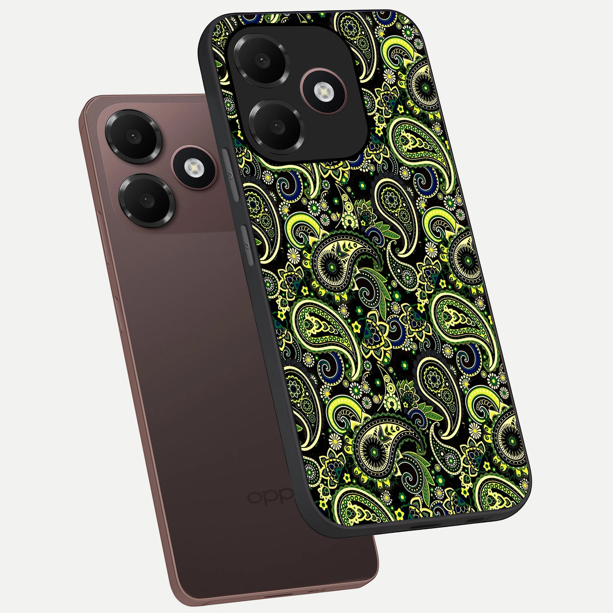 Green Lemon phone case For Oppo A6C 5G showing premium glass back cover with detailed artwork