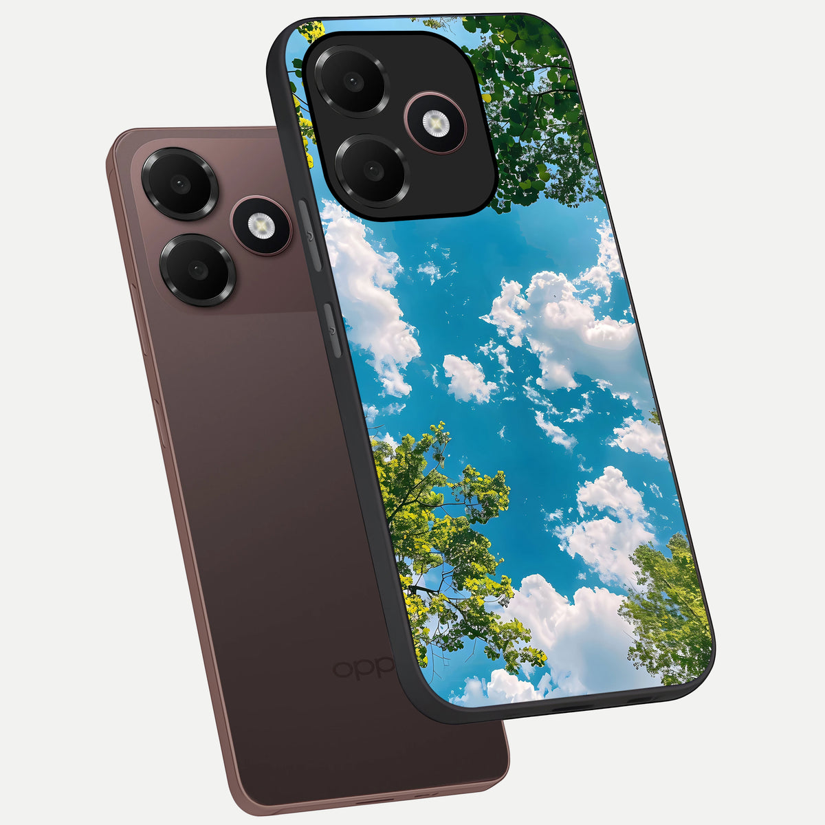  Green Moon Energy phone case For Oppo A6C 5G showing premium glass back cover with detailed artwork