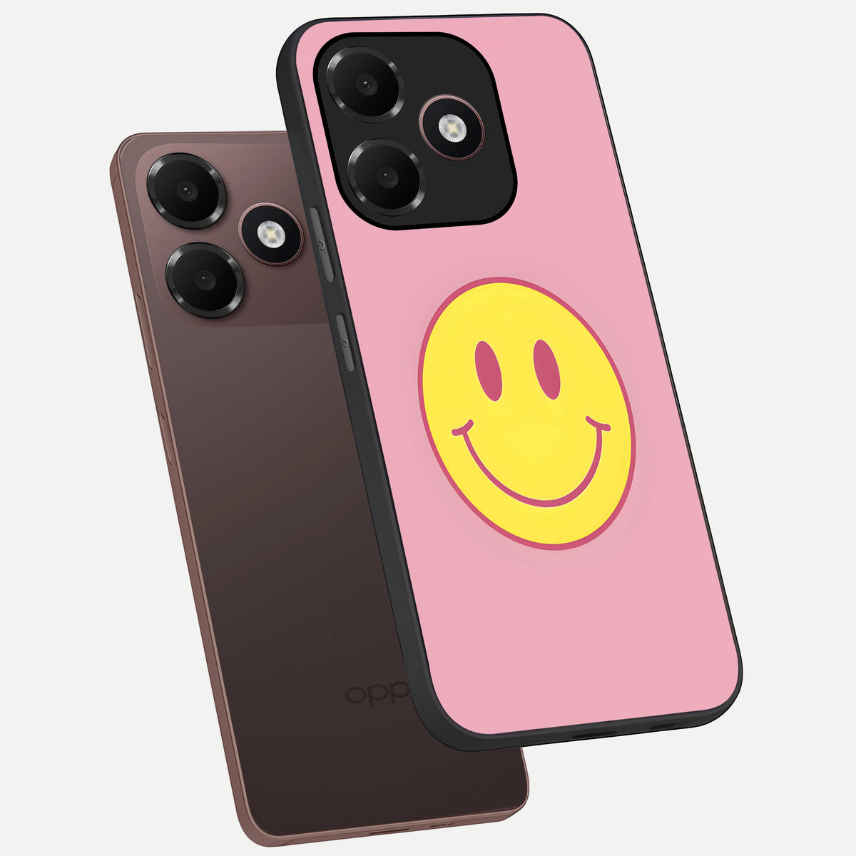  Happy Pink Mood phone case For Oppo A6C 5G showing premium glass back cover with detailed artwork