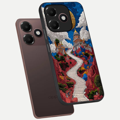  Heavenly Moon Path phone case For Oppo A6C 5G showing premium glass back cover with detailed artwork