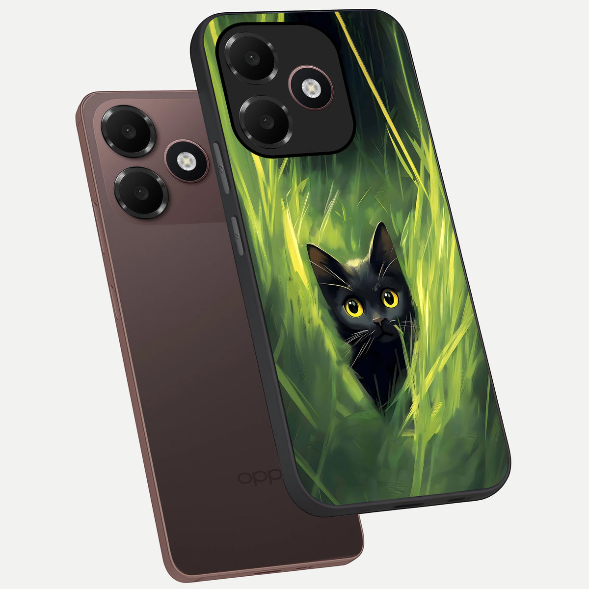  Hidden Cat Whisper phone case For Oppo A6C 5G showing premium glass back cover with detailed artwork