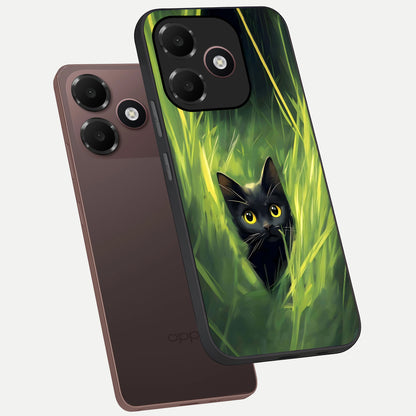  Hidden Cat Whisper phone case For Oppo A6C 5G showing premium glass back cover with detailed artwork