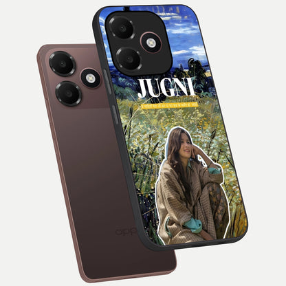 Jugni Soul Vibes phone case For Oppo A6C 5G showing premium glass back cover with detailed artwork
