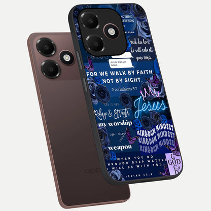  Kingdom Faith Glow phone case For Oppo A6C 5G showing premium glass back cover with detailed artwork