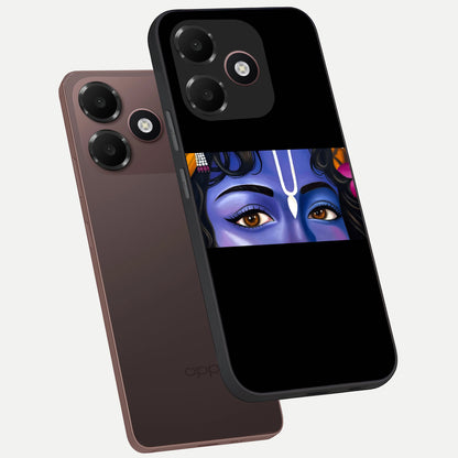  Krishna Eye phone case For Oppo A6C 5G showing premium glass back cover with detailed artwork