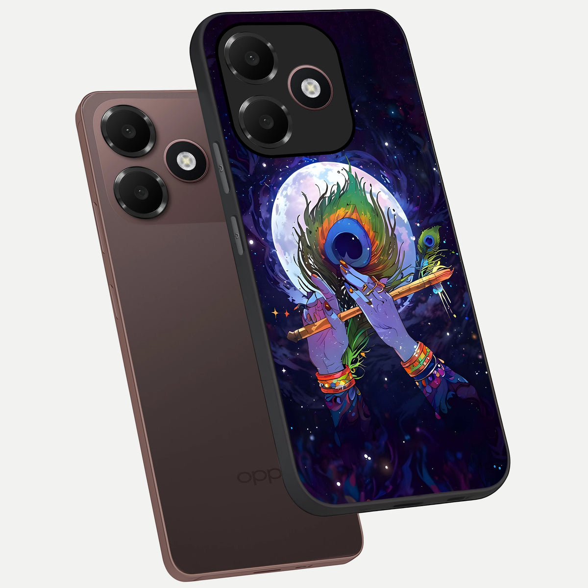  Krishna Hands Art phone case For Oppo A6C 5G showing premium glass back cover with detailed artwork