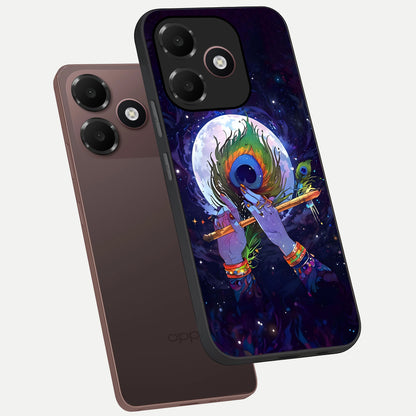  Krishna Hands Art phone case For Oppo A6C 5G showing premium glass back cover with detailed artwork