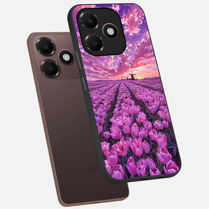  Lavender Dream Skies phone case For Oppo A6C 5G showing premium glass back cover with detailed artwork