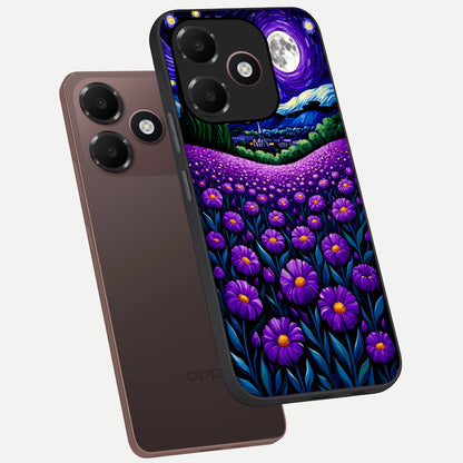  Lavender Moon Field phone case For Oppo A6C 5G showing premium glass back cover with detailed artwork