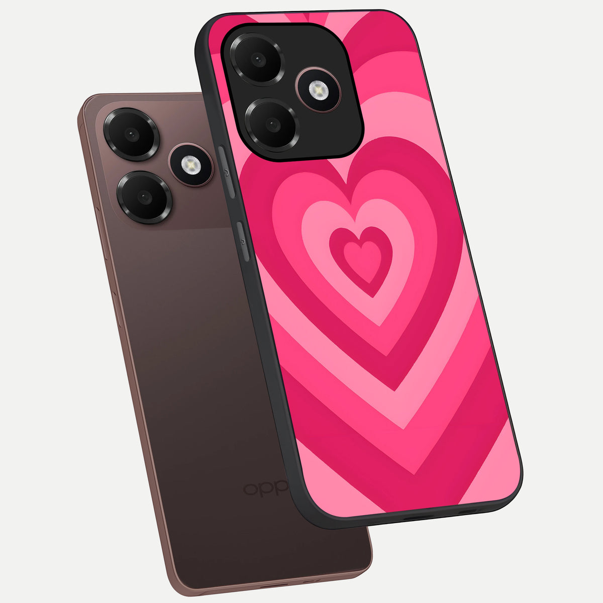  Layered Love Hearts phone case For Oppo A6C 5G showing premium glass back cover with detailed artwork
