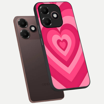  Layered Love Hearts phone case For Oppo A6C 5G showing premium glass back cover with detailed artwork