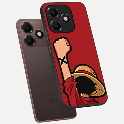  Luffy X Spirit phone case For Oppo A6C 5G showing premium glass back cover with detailed artwork