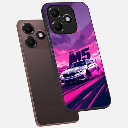  MS Neon Car phone case For Oppo A6C 5G showing premium glass back cover with detailed artwork