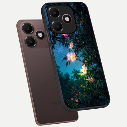  Midnight Bloom Glow phone case For Oppo A6C 5G showing premium glass back cover with detailed artwork