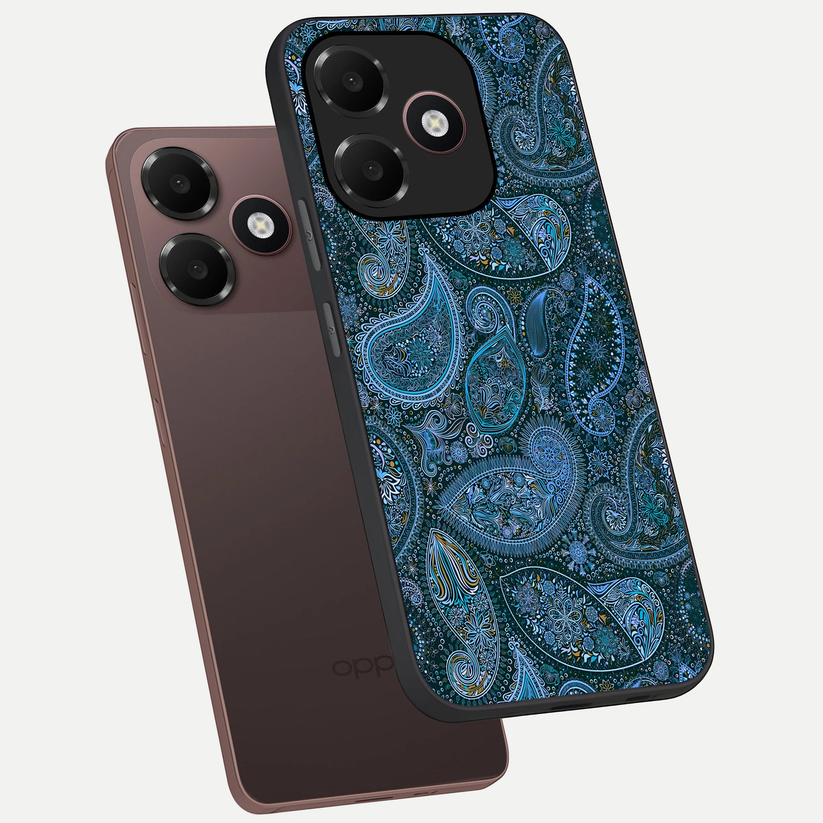  Midnight Paisley Glow phone case For Oppo A6C 5G showing premium glass back cover with detailed artwork