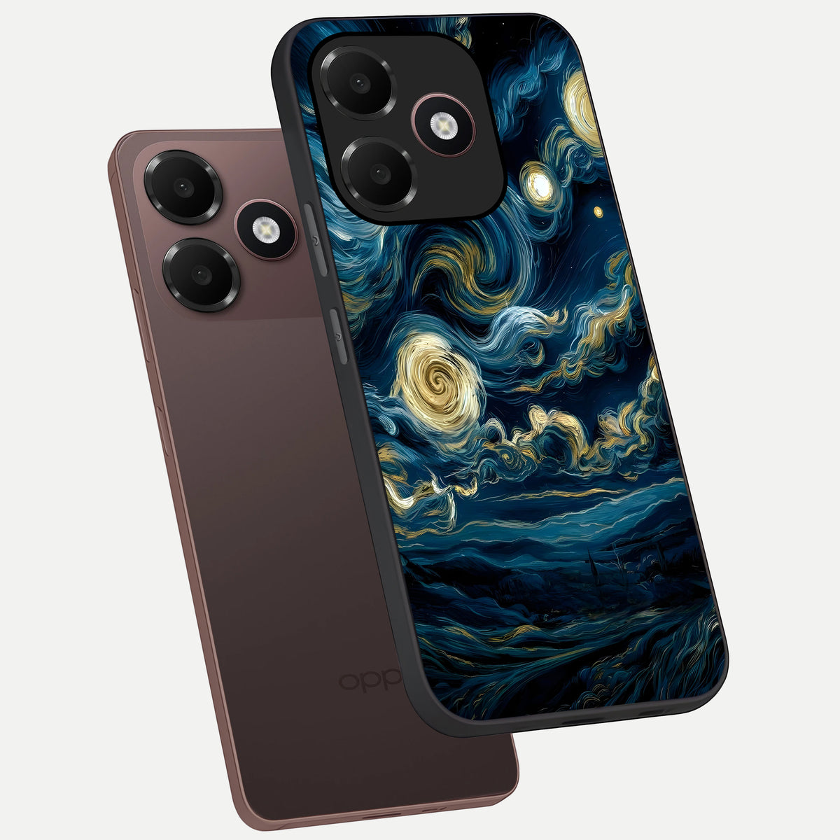  Midnight Sky Whirl phone case For Oppo A6C 5G showing premium glass back cover with detailed artwork