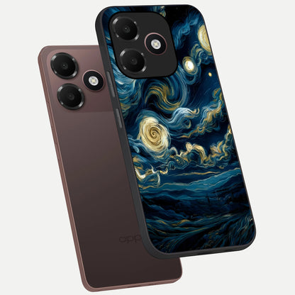  Midnight Sky Whirl phone case For Oppo A6C 5G showing premium glass back cover with detailed artwork