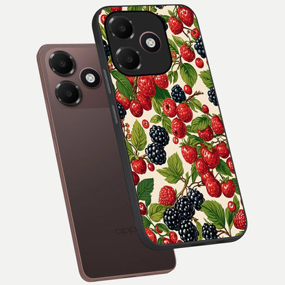  Mixed Berry Collage phone case For Oppo A6C 5G showing premium glass back cover with detailed artwork