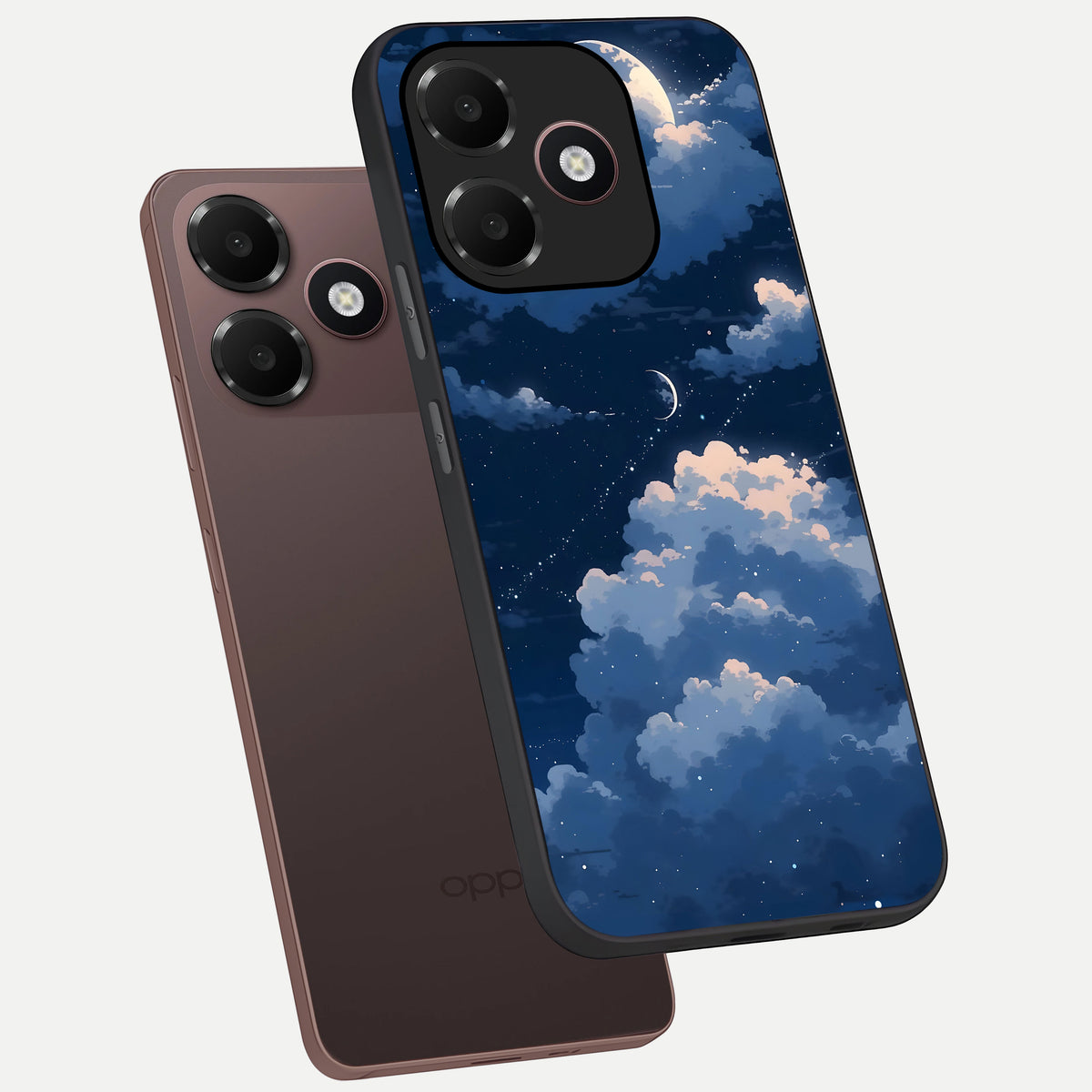  Moon Dream Haze phone case For Oppo A6C 5G showing premium glass back cover with detailed artwork