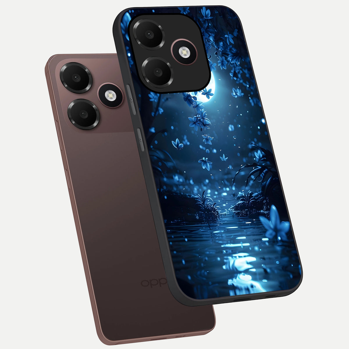  Moonlight Petal Dream phone case For Oppo A6C 5G showing premium glass back cover with detailed artwork