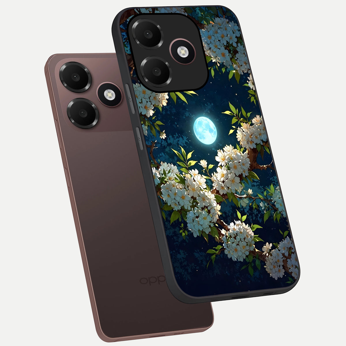  Moonlit Blossom Dream phone case For Oppo A6C 5G showing premium glass back cover with detailed artwork