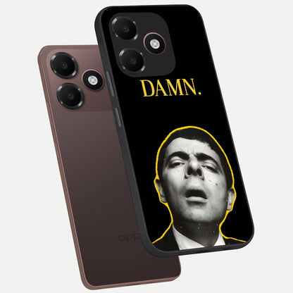  Mr Bean Damn phone case For Oppo A6C 5G showing premium glass back cover with detailed artwork