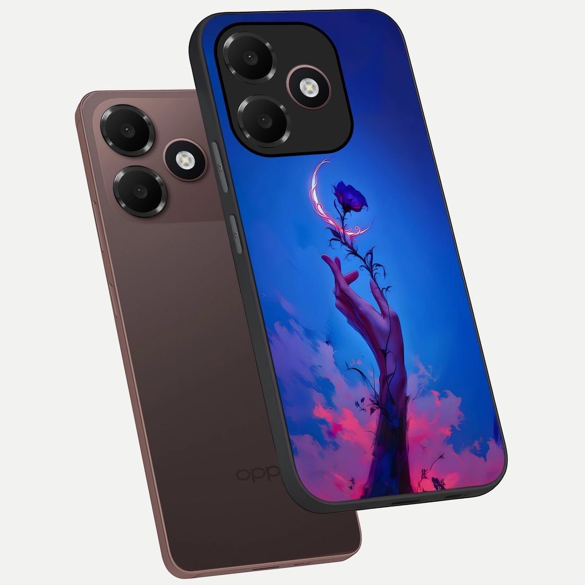  Mystic Hand phone case For Oppo A6C 5G showing premium glass back cover with detailed artwork