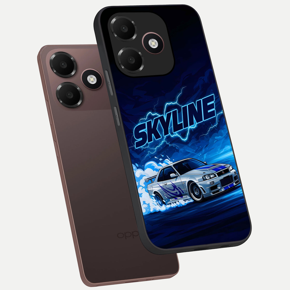  Neon Drift Beast phone case For Oppo A6C 5G showing premium glass back cover with detailed artwork