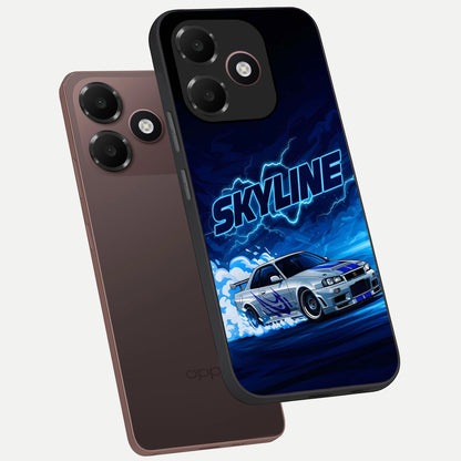  Neon Drift Beast phone case For Oppo A6C 5G showing premium glass back cover with detailed artwork