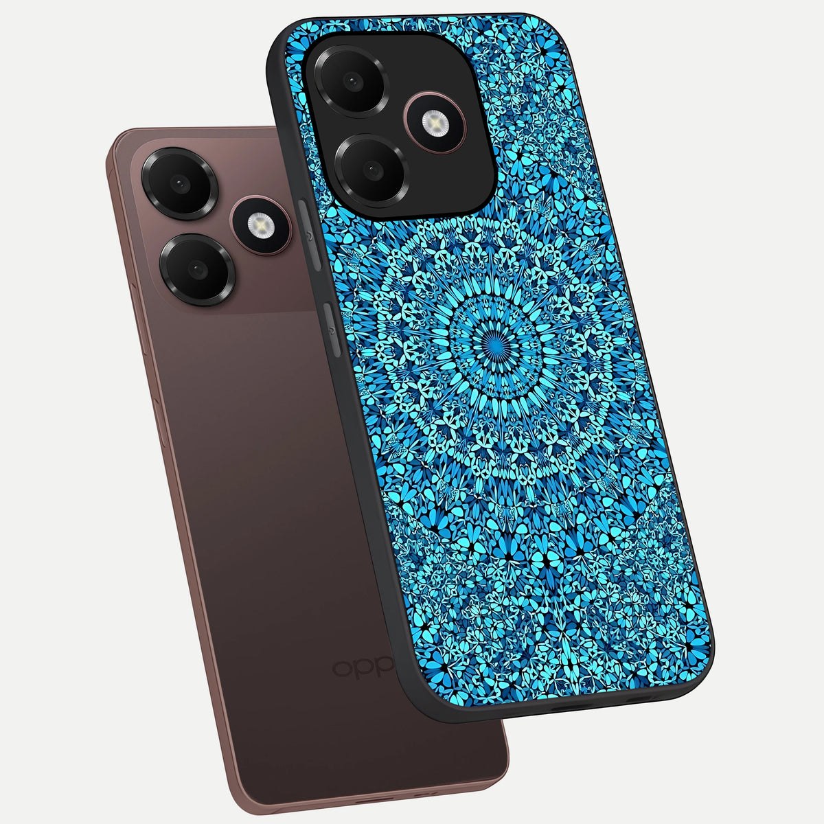  Ocean Bloom Mandala phone case For Oppo A6C 5G showing premium glass back cover with detailed artwork
