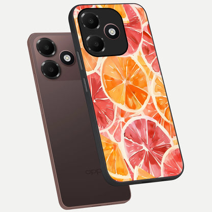 Orange Fruits Pattern phone case For Oppo A6C 5G showing premium glass back cover with detailed artwork