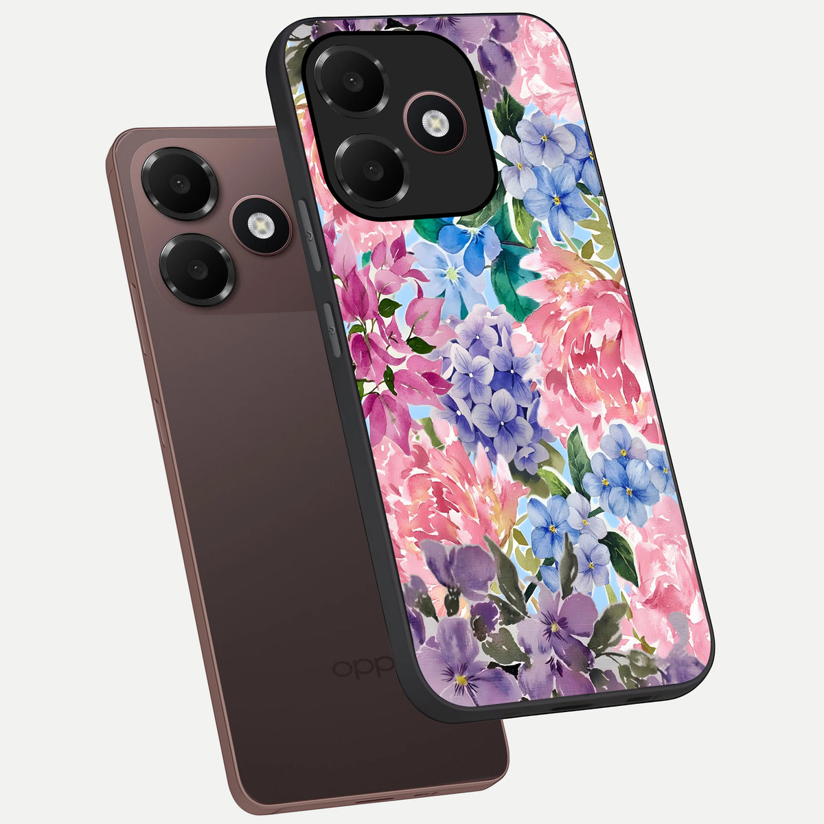  Pastel Floral Mix phone case For Oppo A6C 5G showing premium glass back cover with detailed artwork