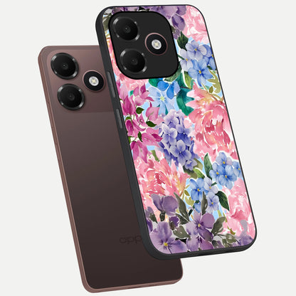  Pastel Floral Mix phone case For Oppo A6C 5G showing premium glass back cover with detailed artwork