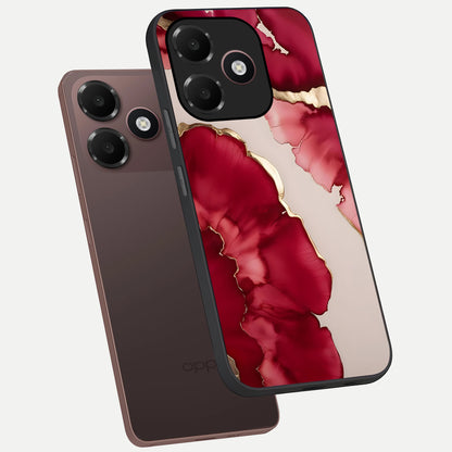  Pink And White Marble phone case For Oppo A6C 5G showing premium glass back cover with detailed artwork