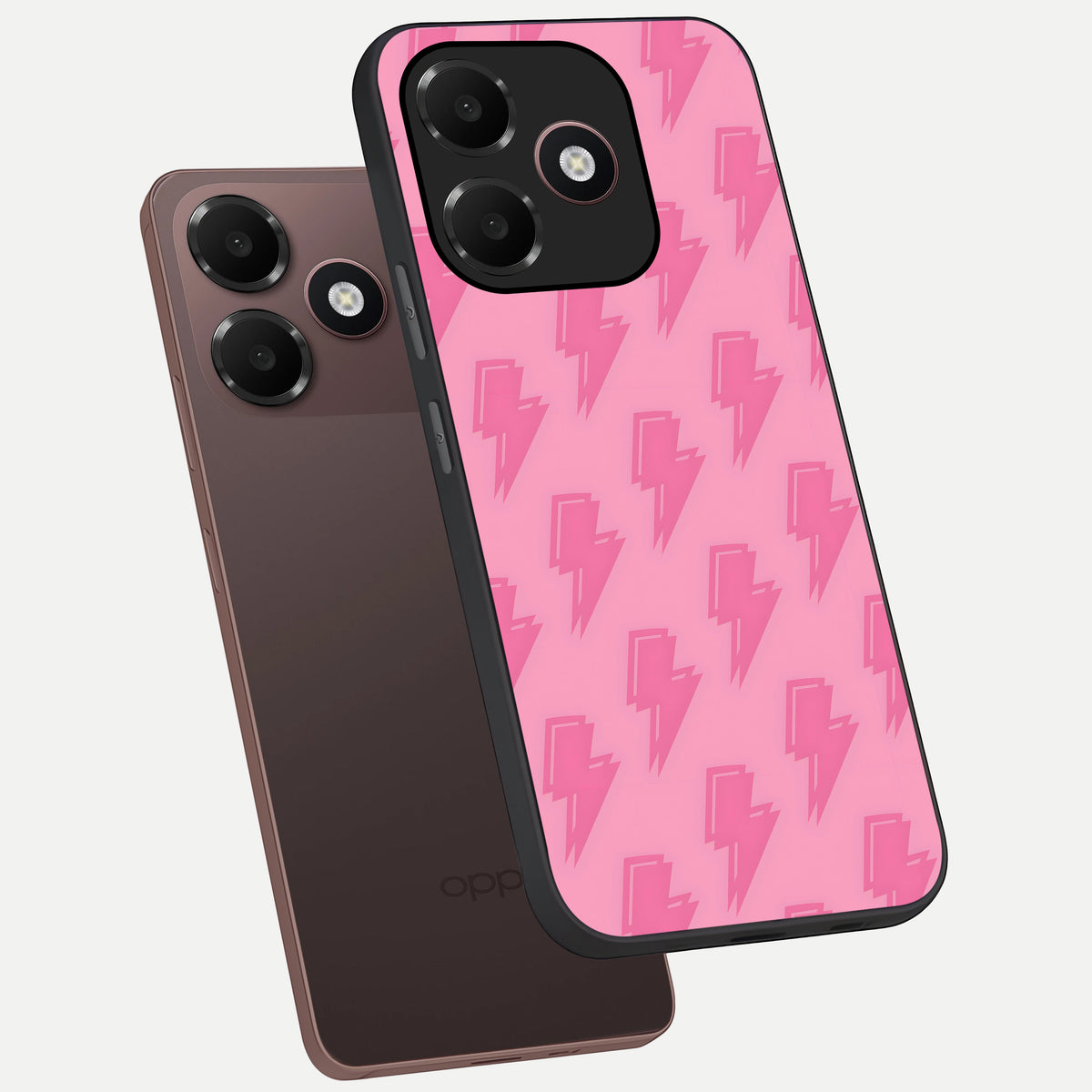  Pink Moo Magic phone case For Oppo A6C 5G showing premium glass back cover with detailed artwork