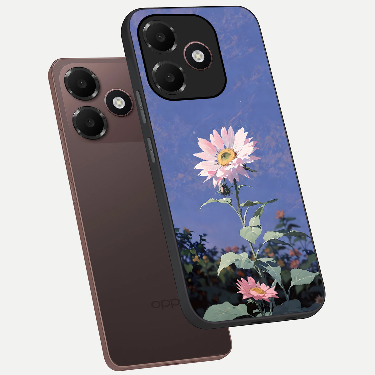  Pink Shells Outline phone case For Oppo A6C 5G showing premium glass back cover with detailed artwork