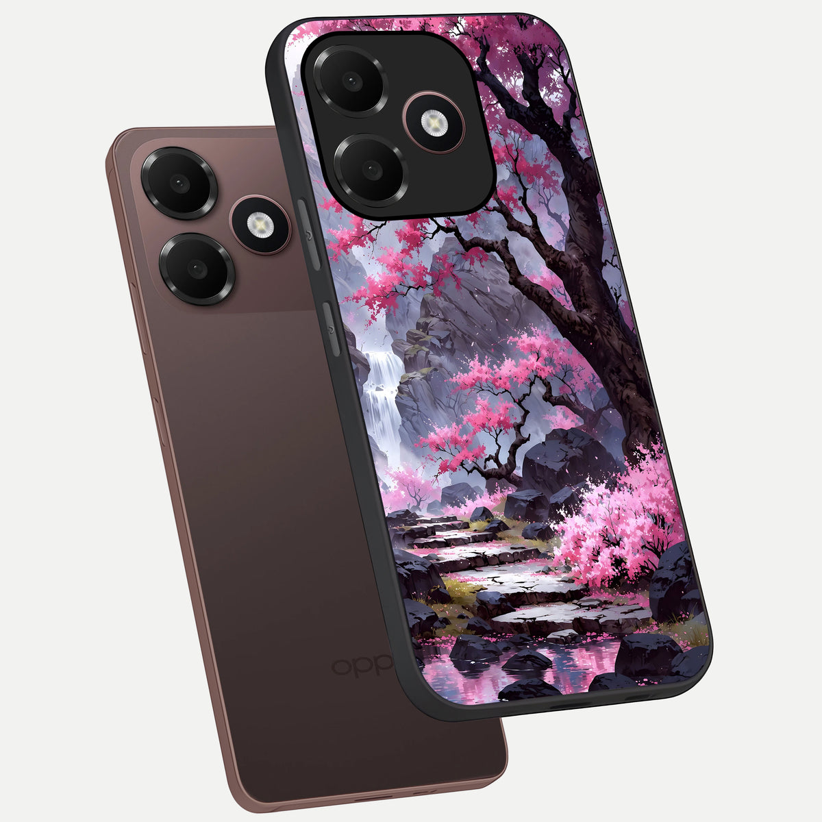  Pink Sunflower Glow phone case For Oppo A6C 5G showing premium glass back cover with detailed artwork