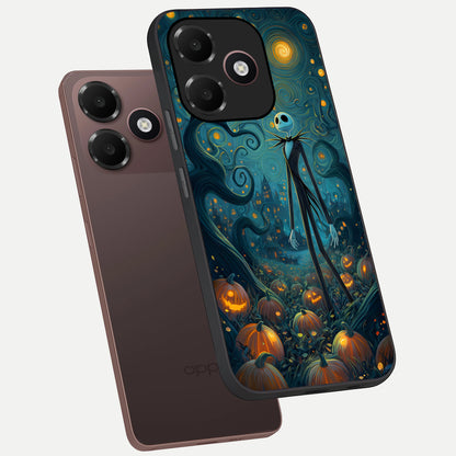  Pumpkin Moonlight Tale phone case For Oppo A6C 5G showing premium glass back cover with detailed artwork