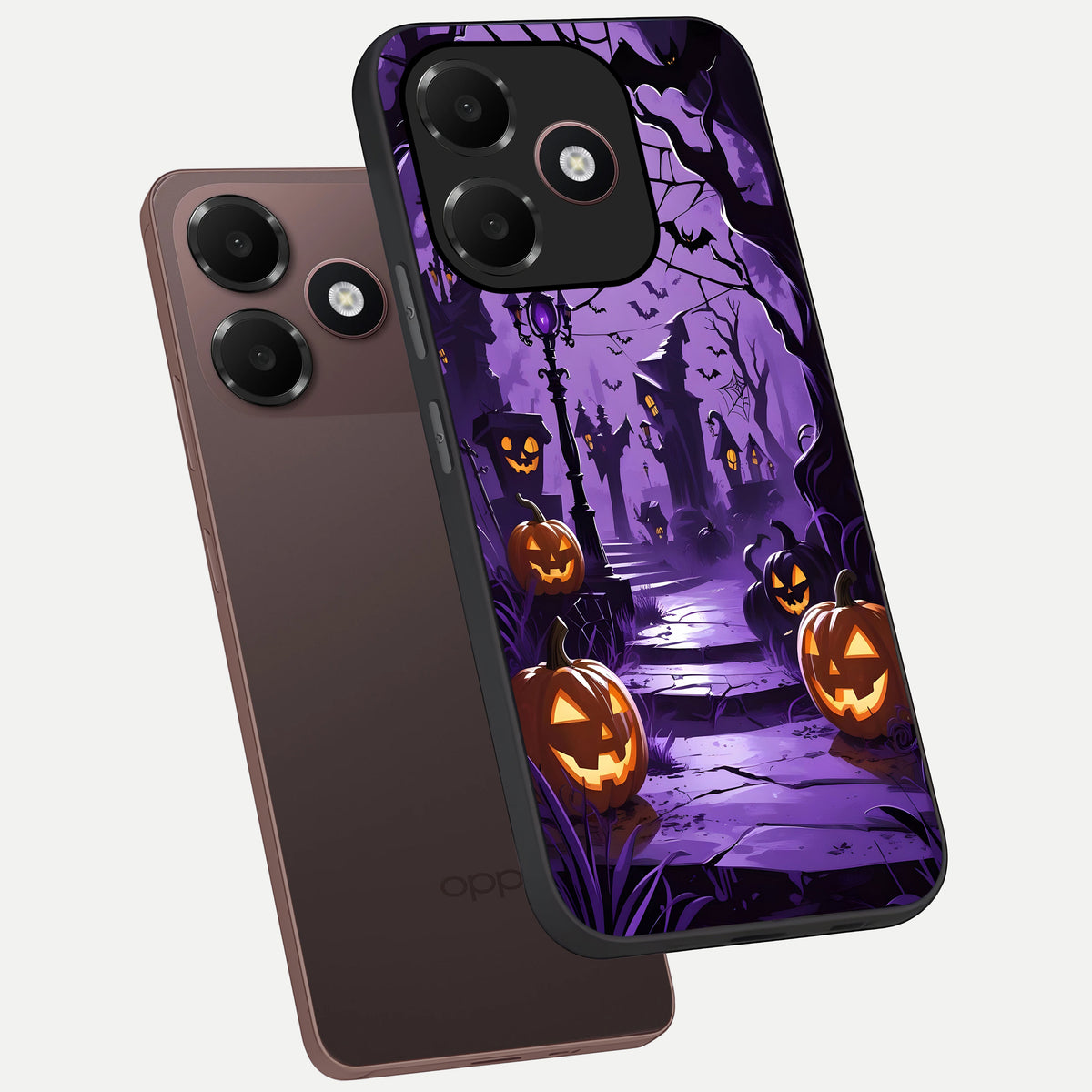  Pumpkin Patch Halloween phone case For Oppo A6C 5G showing premium glass back cover with detailed artwork