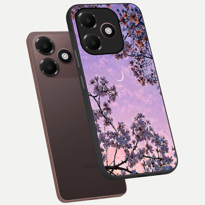 Purple Serenity Moon phone case For Oppo A6C 5G showing premium glass back cover with detailed artwork